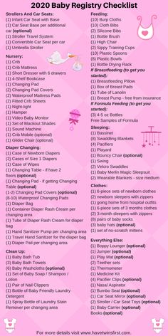 the baby checklist is shown in pink