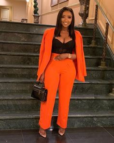 Pant Trouser, Orange Suit, Fashionable Work Outfit, To Start A Conversation, Blazer Outfits For Women, Fashion Archive, Gorgeous Outfits