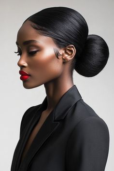 French roll hairstyles are a classic and elegant look that can be adapted in numerous ways for black women’s hair. The basic French roll involves rolling the hair up and away from the face… Natural Braids Hairstyles, 60’s Hairstyles, Formal Event Hair, Sleek Bun Hairstyles