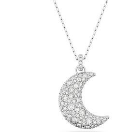 From Swarovski&#x2C; the Luna Moon Crystal Short Pendant Necklace features:Short pendant necklaceSilver-plated metal/CZLobster clasp closureApprox. 15.75" L +3" extender&#x2C; 1.06" L x 0.73" pendantImported. Crystal Moon Necklace, Short Pendant Necklace, Luna Moon, Premier Jewelry, Crystal Moon, Moon Crystal, Moon Necklace, Sparkling Crystal, Accessories Branding