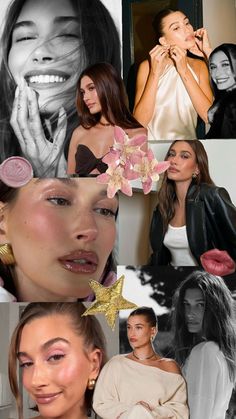 the collage shows many different images of women