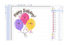 a computer screen with balloons and the words happy birthday on it