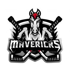 the logo for an ice hockey team, with two crossed sticks in front of it