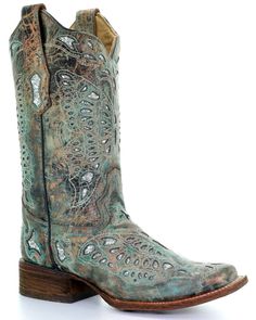 Corral Women's Metallic Bronze Glitter Butterfly Cowgirl Boots - Square Toe, Bronze Square Toe Cowgirl Boots, Cowgirl Boots Square Toe, Women's Cowboy Boots, Teal Butterfly, Glitter Butterfly, Twisted X Boots, Womens Cowgirl Boots, Boot Barn, Corral Boots