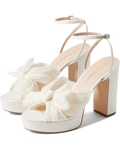 Senior Hoco, White Platform Heels, Hoco Ideas, Bridal Wardrobe, Loeffler Randall Shoes, Dr Shoes, Bridal Heels, Bow Heels, Shoe Inspo