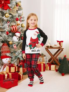 Perfect for family leisure time, this matching pajama set is made of soft and comfortable fabric that is great for autumn and winter seasons and features a fun Christmas Santa Claus pattern on the top.
* Please add each size separately to your shopping cart.
* Each size includes 1 set of pajamas (1 top+1 bottom), or 1 romper, or 1 pet bandana.
* For children's safety, pajamas should be snug-fitting or flame-resistant. These kids' and babies' pajamas are flame-resistant.
* Soft and comfortable fabric
* Pajama pants with drawstring and pockets
* Raglan sleeves and red cuffs and neck design
* Plaid design for pajama pants
* Dog bandana included for your furry friend
* Round neckline
* Long sleeves
* Matching family pajama set
* Suitable for autumn and winter seasons
* Great for Christmas part