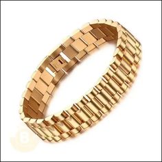 Dolfo Watch-Band Bracelet - BERML BY DESIGN JEWELRY FOR MEN Timeless Gold Metal Bracelet, Modern Gold Bracelets With Box Chain, Gold Box Chain Bracelet Modern Style, Modern Gold Box Chain Bracelet, Gold Metal Watch For Formal Occasions, Timeless Gold Bracelet, Formal Gold Metal Watch, Modern Rose Gold Jewelry With Round Dial, Modern Metal Watch Bands For Formal Occasions