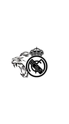 the real madrid logo is shown in black and white