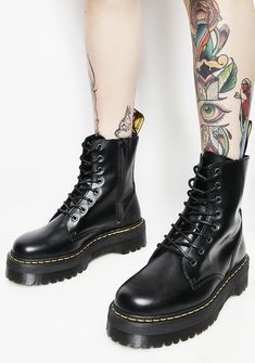 Dr. Martens Jadon 8 Eye Boots | Dolls Kill Ankle-high Combat Boots With Reinforced Heel For Streetwear, Streetwear High Ankle Lace-up Boots With Reinforced Toe, Leather Boots With Lug Sole For Concert, Fall High-top Combat Boots For Concerts, Streetwear High Ankle Moto Boots With Reinforced Heel, High-top Concert Boots With Lug Sole, High-top Lug Sole Boots For Concerts, High-top Boots With Lug Sole For Concerts, Streetwear High Ankle Combat Boots With Reinforced Heel