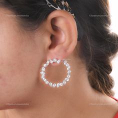 "This fabulous Handmade Earrings is the right choice for you to dress to impress. It is made with 18k White Gold along with the Diamond studding and the spectacular design adds to its glittering. ✧✧Welcome To Our Shop Spectrum Jewels India✧✧ 18K Solid Gold Diamond Huggies Earrings, Diamond Hoops Earrings, Cluster Earring, Classic Hoops, Stunning Diamond Earrings, Anniversary Gift ★PRODUCT SPECIFICATION★ * ITEM CODE - SEE-14421A * EARRING LENGTH - 33 Millimeters Approx * METAL - 18k White Gold * 18k White Gold Weight : 9.34 gm  * GROSS WEIGHT - 10.82 gm Approx * MAKING - Handmade ★MAIN STONE DETAILS★ * STONE NAME:- Diamond * STONE SHAPE:- Pear * DIAMOND WEIGHT:- 7.38 Carat * AVERAGE DIAMOND CLARITY :- SI1-S2  * DIAMOND COLOR :- H-I * SETTING USED:- Prong * STONE COLOR:- White * STONE TREATM High-quality Diamond Earrings For Formal Occasions, Everyday Luxury Diamond White Diamond Cut Earrings, Gift Diamond-shaped Earrings With Diamond Accents, Festive Single-cut Diamond Earrings, Diamond Hoops Earrings, Diamond-cut Dangle Hoop Earrings In Diamond, Expensive Jewellery, Cluster Earring, Diamond Huggies