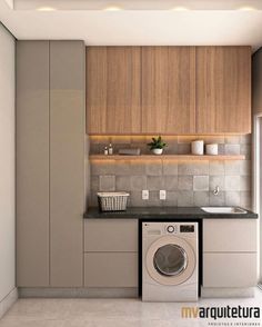 a washer and dryer in a small room