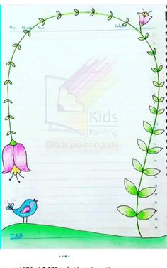 an open notebook with flowers and birds on it