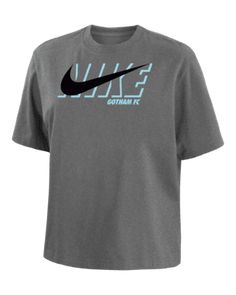 the nike tee shirt is grey and black