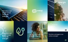 a collage of different logos and images for energy companies, including solar power panels