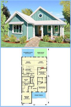 two story house plans with an open floor plan for the front and back of the house