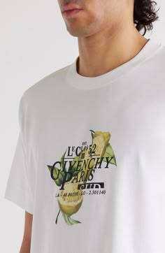 A vintage-style fruit crate logo adds to the appeal of this cotton T-shirt fronted with a peeled-lemon graphic. 31" length (size Medium) Crewneck Short sleeves 100% cotton Made in Portugal Designer Clothing Hand wash, dry flat Lemon Graphic, Lemon Logo, Lemon Shirt, Graphic Clothes, Fruit Crate, Merch Design, Graphic Tshirt Design, Fruit Pattern, Anniversary Sale