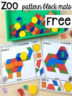 the zoo pattern block mats are free for children to play with and learn how to use them