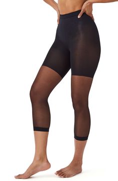 This capri-length shaper features targeted compression zones that help slim and smooth the tummy, thighs and rear, and it won't show through close-fitting outfits. Legband can be worn anywhere between knee and ankle Nonbinding waist Slims tummy, thighs and rear 85% nylon, 15% Lycra® spandex Hand wash warm, line dry Imported Black Nylon Compression Hosiery, Full-length Compression Black Hosiery, Fitting Outfits, Compression Moisture-wicking Black Tights, Black Breathable 4-way Stretch Tights, Black Compression Capri-length Yoga Pants, Slim Waist, Hosiery, Capri