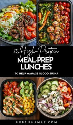 High-Protein Meal-Prep Lunches to Help Manage Blood Sugar Tasty Meal Prep For The Week, Lunch Chicken Meal Prep, Healthy Meal Prep Budget, Slow Carb Meal Prep, Meal Prep For 4 People For The Week, Meal Prep Couples, Easy Healthy Prep Meals, Work Week Lunches Food Prep, How Much Protein In Food