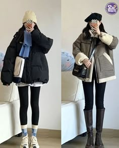 Cold Outfits Aesthetic Korean, Korea Winter Outfit Snow, Winter Outfits Cold Korean Style, Cold Winter Outfits Japan, Rainy Day Outfit Winter Casual, Korean Winter Outfits 2023, Cold Weather Korean Outfits, Rainy Day Hat Outfit, Korean Fall Fashion 2023