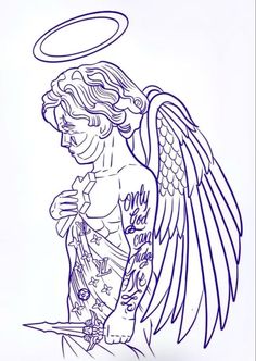 Praying Angel Tattoo Stencil, Angel Tattoo Designs For Men Stencil, Angel Tattoo Men Stencil, Angel Tattoo Stencil Outline, Guardian Angel Tattoo Stencil, Tattoo Designs Outlines, Praying Angel Tattoo Designs, Gangsta Angel Tattoo, Half Sleeve Tattoo Stencils For Men