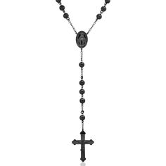 A statement of faith that's a handsome addition to his wardrobe. This rosary makes a thoughtful gift. Crafted in black ion-plated stainless steel, this traditional beaded rosary may also be worn as a necklace. Buffed to a brilliant luster, this 24.0-inch design is sure to be cherished. Statement Of Faith, Rosary Beads Necklace, Rosary Beads Catholic, Beaded Rosary, Catholic Priest, Rosary Necklace, Nail Patterns, Rosary Beads, A Necklace