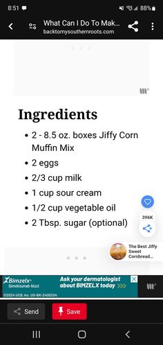 an image of ingredients on the app for cooking and baking with text overlaying it