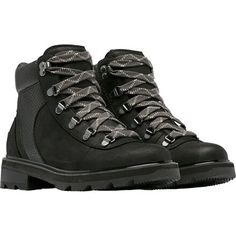 Built for wet weather and urban hikes, Sorel's Lennox Hiker Stkd Boot is stacked with waterproof leather and classic hiking style with its oversized metal hardware and fat red laces. Black Hiking Boots With Lug Sole, Sporty Waterproof Combat Boots With Round Toe, Waterproof Lace-up Combat Boots For Outdoor Activities, High-top Gore-tex Combat Boots For Hiking, Gore-tex High-top Combat Boots For Hiking, Gore-tex Lace-up Combat Boots For Hiking, Lace-up Hiking Boots With Lug Sole, Sporty Waterproof Combat Boots For Outdoor Activities, Waterproof Sporty Combat Boots For Outdoor Activities