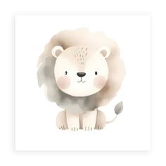 a white lion with black spots on it's face, sitting in front of a white background