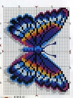 a cross stitch pattern with the shape of a butterfly on it's back side