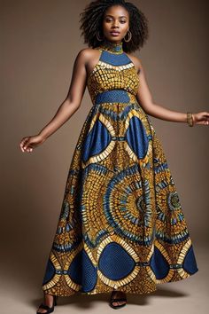 Digital sewing pattern for HALTER NECK AFRICAN ANKARA  MAXI DRESS ✔️ US Sizes: 2, 4, 6, 8, 10, 12, 14, 16, 18, 20, 22, 24, 26, 28, 30 ✔️ Standard sizes: XS, S, M, L, XL, 2XL, 3XL, 4XL/5XL ✔️These templates are suitable for A4, A0 and US Letter size paper. When you purchase this pattern, you will receive a digital (pdf) sewing pattern and instructions. Once your payment processes, you will automatically receive a download links of pattern files. If you have any problem accessing the files, please don't hesitate to contact me. ✔️ETSY WILL ONLY LET YOU DOWNLOAD FROM A COMPUTER, PHONE OR IPAD WILL NOT WORK. ✔️THIS IS A DIGITAL PRODUCT ✔️YOU WILL RECEIVE ZIP FILE INCLUDING DOWNLOAD LINKS FOR THE PATTERN AND SEWING INSTRUCTION. Due to the nature of digital downloads, no refunds, returns or excha Ankara Aline Long Gown, African Design Dresses Classy, Traditional Dress African, Traditional Dresses African, Ankara Maxi Dress, Nigerian Outfits, Ankara Long Gown Styles, Elegant Casual Dress, African Fabric Dress