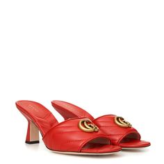 Gorgeous Brand New With Tags, 100% Authentic Dolce & Gabbana. Red Leather Slider Matelass Sandals With Double Gucci G Logo In Gold On Front, Medium Height Heel. Item Sku: 674839 Bk000 Model: Shoes Colour: Red Fitting: Regular Fit Made In Italy Material: 100% Leathe Gucci Luxury Formal Sandals, Evening Sandals With Red Sole And Flat Heel, Gucci Designer Formal Sandals, Gucci Designer Sandals For Formal Occasions, Luxury Gucci Sandals With Heel Strap, Formal Flat Heel Sandals With Red Sole, Formal Sandals With Flat Heel And Red Sole, Formal Red Sandals With Padded Heel, Formal Sandals With Red Sole And Flat Heel