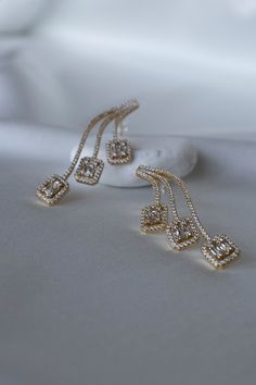 Earrings Trendy Clip-on Drop Earrings For Wedding, Trendy Plated Earrings For Party, Elegant Cubic Zirconia Ear Cuff With Matching Earrings, Trendy Dangle Clip-on Earrings, Trendy Gold Plated Earrings For Party, Trendy Gold Plated Party Earrings, Trendy Drop Earrings With Plating, Elegant Pierced Ear Cuff As Gift, Elegant Pierced Ear Cuff For Gift