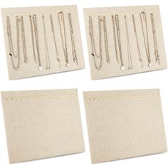 four different types of necklaces are shown