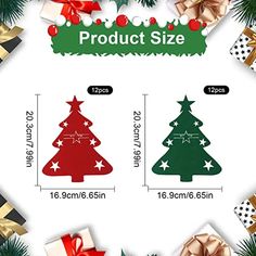 christmas tree wall decals are shown with bows and presents on the bottom right side