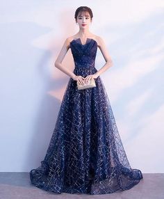 Side Split Prom Dress, High Neck Prom Dress, Split Prom Dresses, Gorgeous Prom Dresses, Prom Dresses For Teens, Custom Prom Dress, Beaded Prom Dress, Piece Prom Dress, Blue Evening Dresses