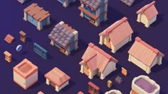 a bunch of buildings that are in the middle of some sort of pixel art style