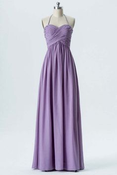 Halter Light Purple Chiffon A-line Long Bridesmaid Dress Light Purple Bridesmaid Dresses, Off The Shoulder Prom Dress, Prom Dresses Off The Shoulder, Dresses Open Back, Purple Bridesmaid Dress, Lavender Bridesmaid Dresses, Lavender Grey, Halter Bridesmaid Dress, Custom Bridesmaid Dress