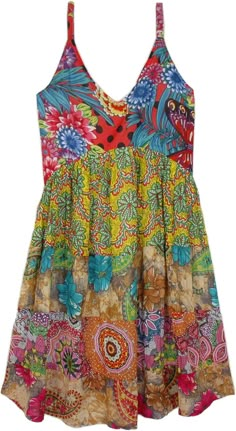 Summer Patterned Sleeveless Dresses, Colorful Pattern Sleeveless Sundress For Spring, Multicolor V-neck Sundress For Festival, Spring Sleeveless Sundress With Colorful Pattern, Spring Colorful Pattern Sleeveless Sundress, Multicolor Sleeveless Summer Dress, Patterned Sleeveless Dress For Spring, Patterned Sleeveless Spring Dress, Sleeveless Patterned Spring Dresses