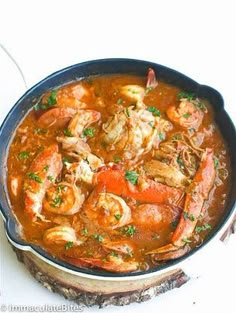 chicken shrimp and sausage gumbo in a skillet