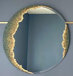 Monastir Modern Wall Design Beveled Mirror Textured Art - Etsy 3d Mirror Wall Art, Layer Mirrors With Artwork, Dry Wall Mirror, Mount Mirror On Cement Wall, Hexagon Mirror Crafts, Abstract Mirror Behind Nightstand, Paintes Mirror Glass, Mirror Wall Landscape, Resin Hand Mirrors