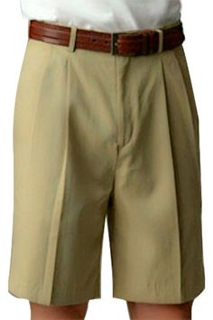 Tan Custom Made Men's Cotton Shorts New Yorker's Style - Custom-made tan casual pleated wrinkle free men's shorts made of soft wool for everyday comfort including a zipper fly and hand tailored easy to reach on-seam pockets. Mens Cotton Shorts, Pleated Shorts, How To Make Shorts, Wrinkle Free, Tan Color, Cotton Shorts, Mens Shorts, Custom Made, Men Casual