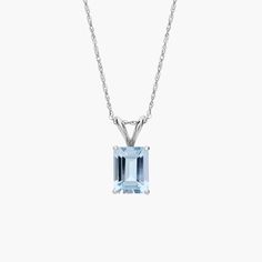 Aquamarine takes center stage in this emerald cut aquamarine pendant. This necklace is crafted in 14k gold, making it the perfect piece to wear on its own or layered for a maximalist look. Precious Gemstones Jewelry, Aquamarine Pendant, White Gold Necklaces, Emerald Cut, Aquamarine, Spring Rings, Semi Precious Gemstones, Gemstone Necklace, Emerald