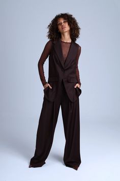 Virgin Wool Suit Monica - ETNA Shirts Suit Jazz Club Attire For Women, Suits For Women Curvy, Tailored Brown Tuxedo Blazer, Brown Tailored Tuxedo Blazer, Elegant Tailored Brown Three-piece Suit, Elegant Brown Three-piece Suit With Notch Lapel, Brown Tuxedo Blazer With Notch Lapel, Brown Tuxedo Style Semi-formal Blazer, Brown Tuxedo Blazer For Semi-formal Occasions