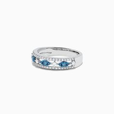 Effy Bella Bleu 14K White Gold Blue and White Diamond Ring, 0.42 TCW Blue Multi-stone Diamond Ring In 14k White Gold, Blue Diamond Half Eternity Ring, Classic Blue Diamond Half Eternity Ring, Classic Blue Marquise Diamond Ring, Classic Blue Half Eternity Diamond Ring, Blue Diamond Marquise Ring With Accents, Blue Marquise Brilliant Cut Diamond Ring, Blue Marquise Diamond Ring With Brilliant Cut, Blue Marquise Diamond Ring With Accents