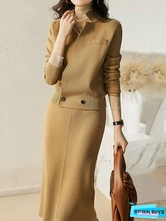 Khaki Long Sleeve Outerwear For Office, Winter Collared Blazer, Khaki Collared Outerwear For Office, Single Breasted Long Sleeve Sweater Coat, Collared Outerwear For Office In Fall, Single Breasted Long Sleeve Sweater Coat For Fall, Collared Khaki Outerwear For Work, Khaki Long Sleeve Blazer For Office, Beige Stand Collar Blazer For Fall