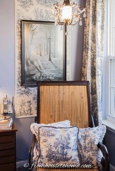 Beautiful Blue And White Toile Bedroom Makeover Blue Toile Bedroom, Iron Canopy Bed