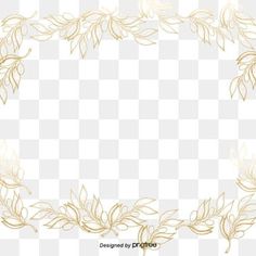 a gold frame with leaves on the edges, transparent background png and psd