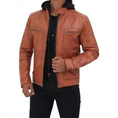 Description This men’s classic hooded leather jacket, in brown, is crafted from hand-waxed genuine leather and has a unique depth of color, due to Mush Editions exquisite finishing. The jacket features a classic snap button collar and two side pockets with zip closures; features also include detachable black hood that you can put on during chilly evening. External: Real Leather Internal: Polyester Lining Pockets: Two chest and External Waist Pockets Style: Detachable Hood and Snap Button Collar Brown Hooded Biker Jacket With Pockets, Brown Fitted Hooded Jacket For Fall, Fitted Brown Hooded Jacket For Fall, Brown Hooded Leather Jacket With Detachable Hood, Fitted Leather Hooded Jacket With Long Sleeves, Classic Fall Hooded Jacket With Double-lined Hood, Vintage Brown Leather Jacket For Winter, Vintage Brown Leather Jacket With Long Sleeves For Winter, Classic Hooded Leather Jacket For Winter