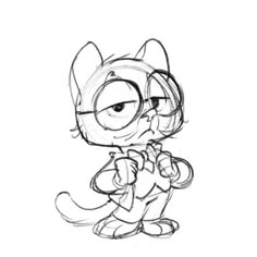 a drawing of a cat wearing glasses and holding a magnifying glass in its hand